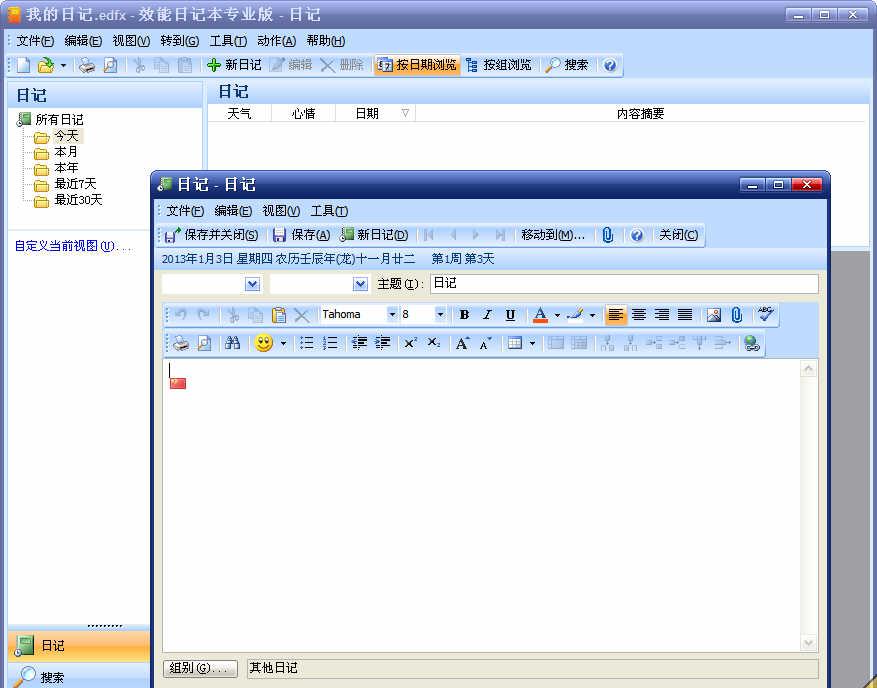 Efficient Diary Pro Portable v3.81.383 中文绿色特别版 | 日记本